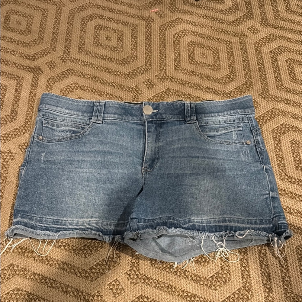 Democracy Blue Jean Shorts with Distressed Hem